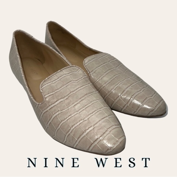 Nine West Shoes - Nine WEST WOMEN’S HAYDYN 3 SLIP ON LOAFER FLATS SIZE 8M CREAM IN COLOR CROCODILE